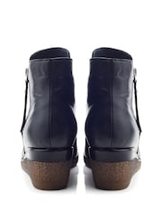Moda In Pelle Olgar Rouched Wedge Leather Ankle Boots - Image 4 of 5