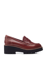 Moda In Pelle Florette Chunky Sole Wedge Leather Loafers - Image 1 of 4