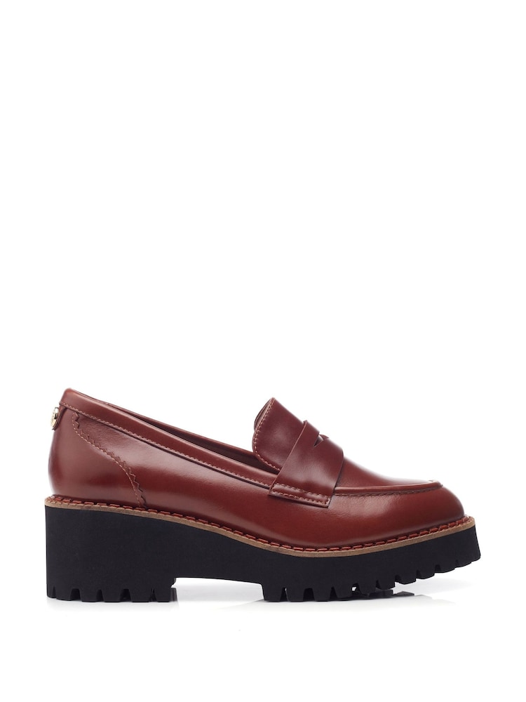 Moda In Pelle Florette Chunky Sole Wedge Leather Loafers - Image 1 of 4