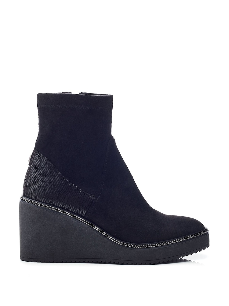 Negro - Moda in Pelle Kallie Platform Wedge Ankle Boots With Chain Detail - Imagen 2 de 5 Negro - Moda in Pelle Kallie Platform Wedge Ankle Boots With Chain Detail - Imagen 2 de 5