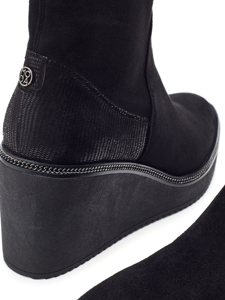 Moda in Pelle Kallie Platform Wedge Ankle Boots With Chain Detail - Image 5 of 5