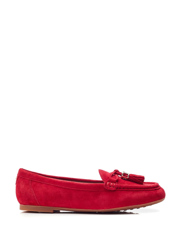 Moda In Pelle Famina Square Toe Bow Tassel Trim Leather Loafers - Image 1 of 4