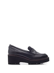Moda In Pelle Florette Chunky Sole Wedge Leather Loafers - Image 2 of 5