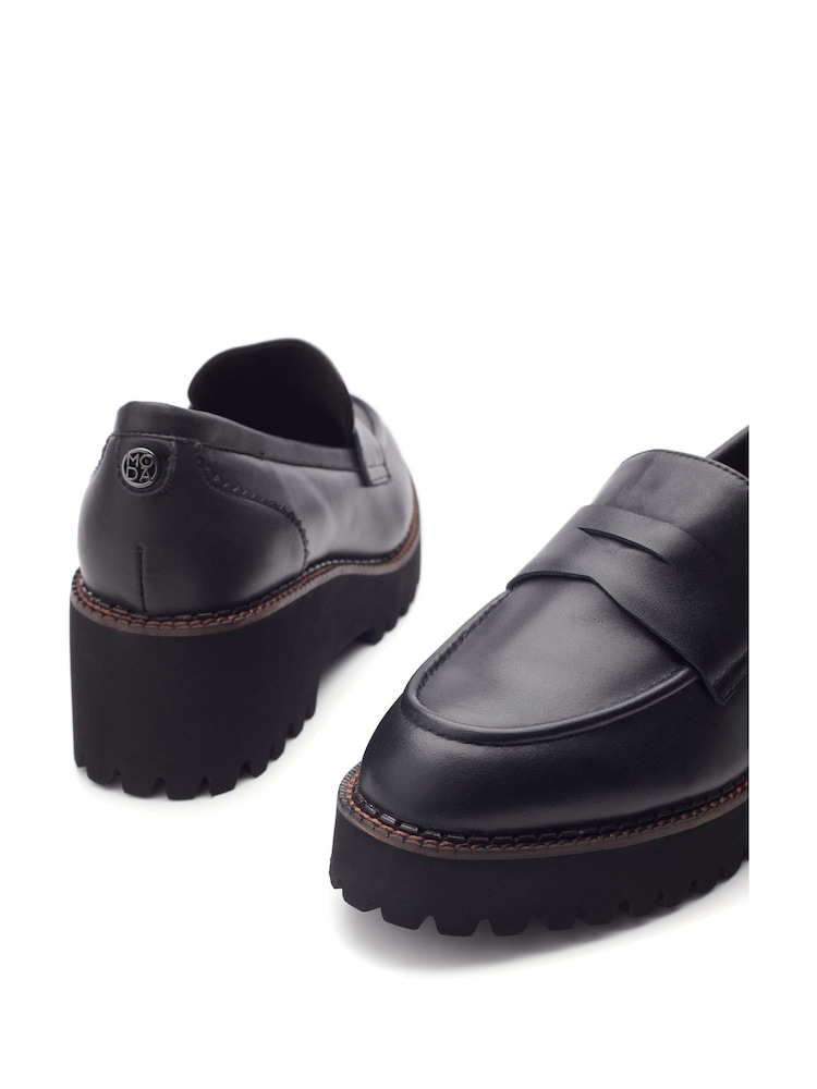 Moda In Pelle Florette Chunky Sole Wedge Leather Loafers - Image 5 of 5