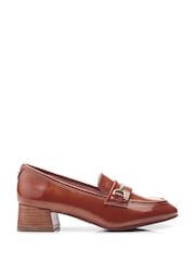 Moda in Pelle Coutance Block Heel Snaffle Trim Leather Loafers - Image 1 of 4