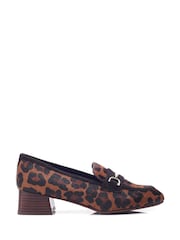Moda in Pelle Coutance Block Heel Snaffle Trim Leather Loafers - Image 1 of 4