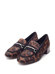 Moda in Pelle Coutance Block Heel Snaffle Trim Leather Loafers - Image 2 of 4