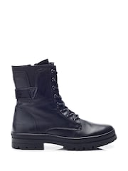 Moda In Pelle Odcombe Elastic Top Lace Up Biker Boots - Image 1 of 4