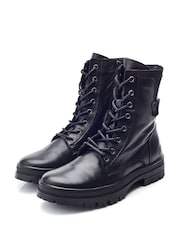 Moda In Pelle Odcombe Elastic Top Lace Up Biker Boots - Image 2 of 4