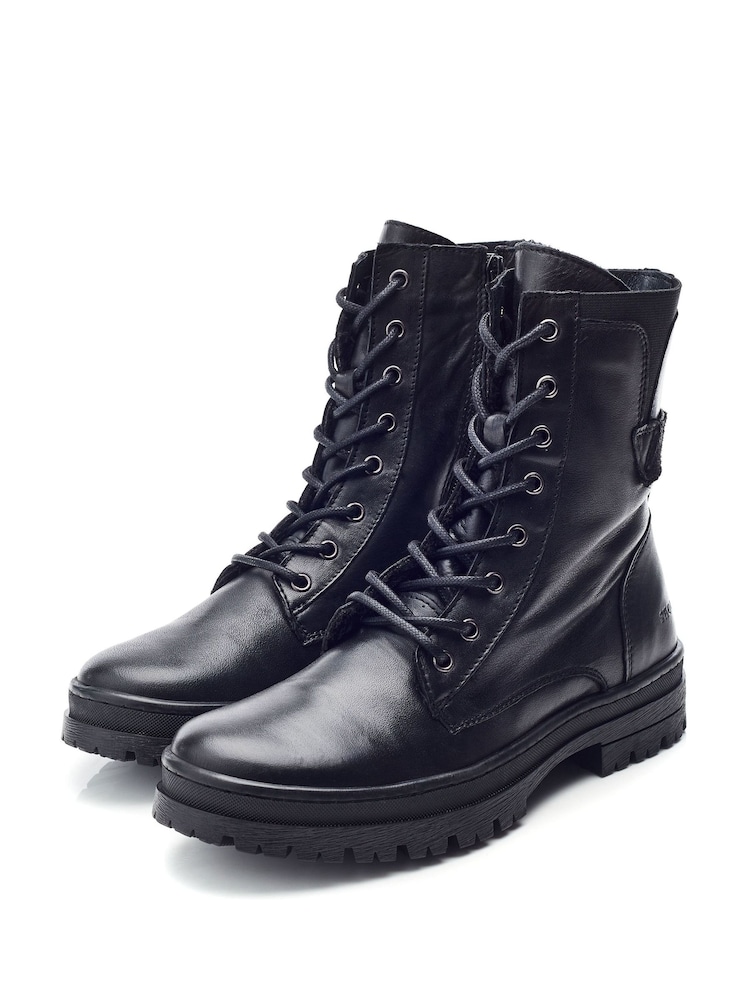 Moda In Pelle Odcombe Elastic Top Lace Up Biker Boots - Image 2 of 4
