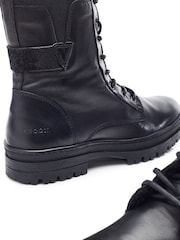 Moda In Pelle Odcombe Elastic Top Lace Up Biker Boots - Image 4 of 4