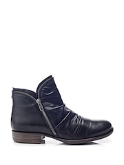 Moda in Pelle Orelie Exposed Zip Rouched Leather Ankle Black Boots - Image 1 of 4