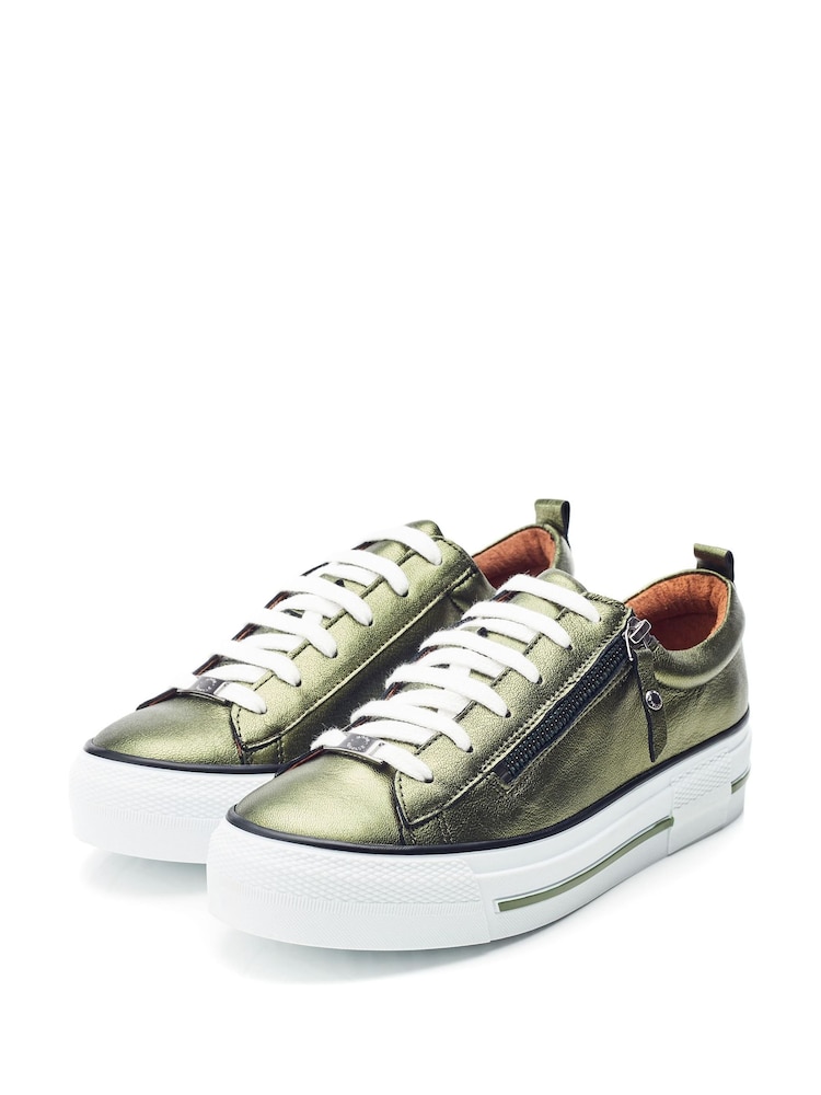 Moda In Pelle FILICIAN CHUNKY LEATHER TRAINER WITH ZIP AND LACE-UP CLOSURE - Image 2 of 4