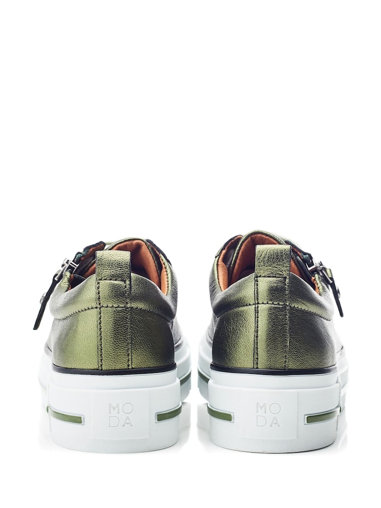 Moda In Pelle FILICIAN CHUNKY LEATHER TRAINER WITH ZIP AND LACE-UP CLOSURE - Image 3 of 4