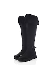 Moda in Pelle Indiie Over the Knee Chunky Sole Buckle Detail Long Black Boots - Image 2 of 4