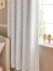 White Ditsy Floral Eyelet Blackout Curtains - Image 5 of 8