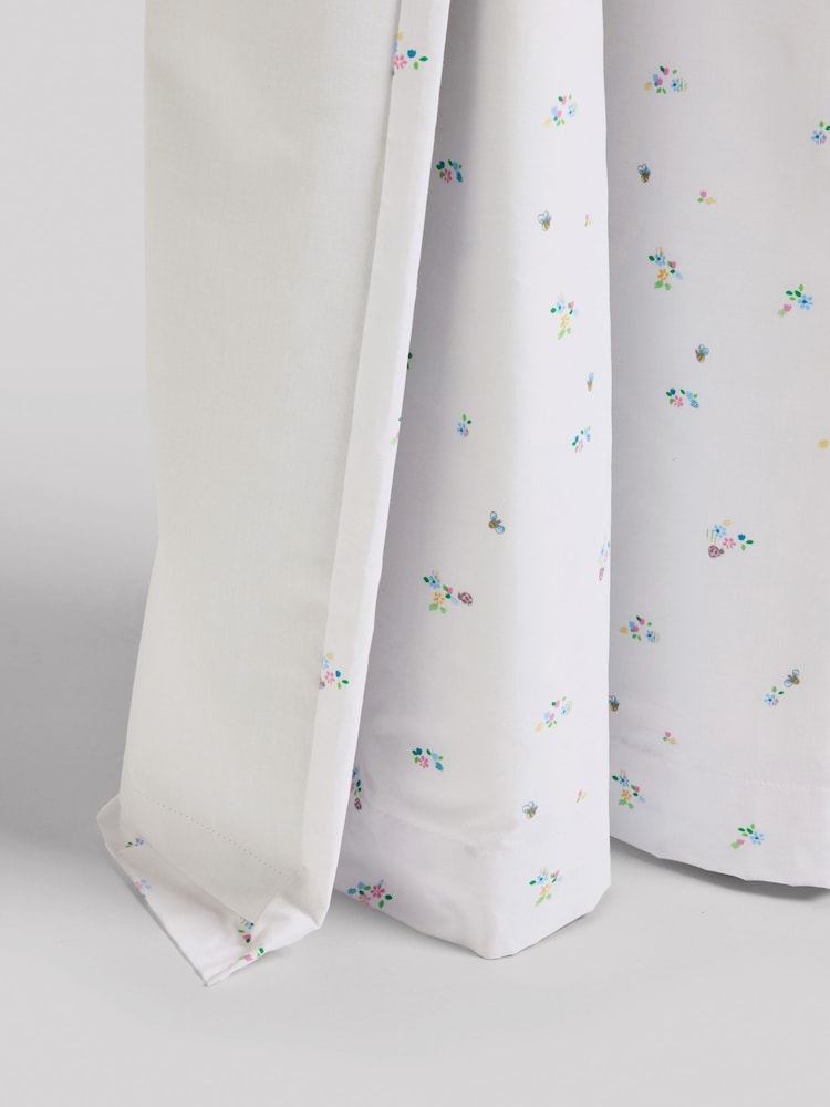 White Ditsy Floral Eyelet Blackout Curtains - Image 5 of 6