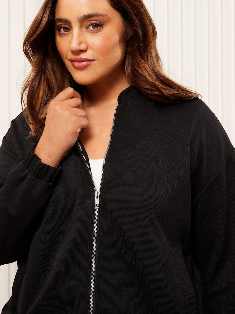 Friends Like These Black Curve Zip-Up Bomber Jacket - Image 2 of 5