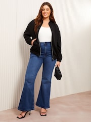 Friends Like These Black Curve Zip-Up Bomber Jacket - Image 3 of 5