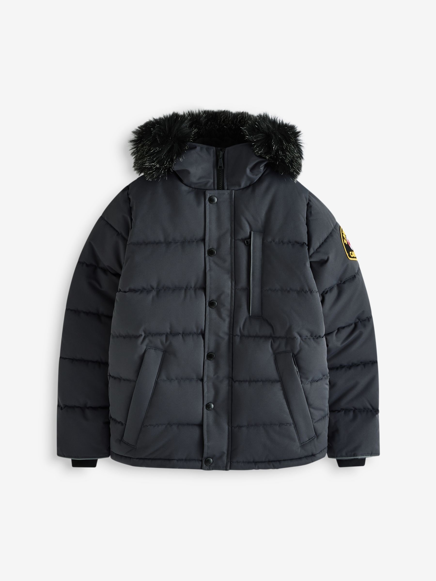Boys Zavetti Canada Junior Oshawa 3.0 Puffer Parka Jacket Black