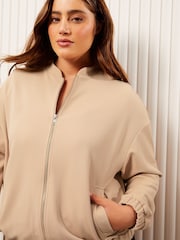 Friends Like These Camel Brown Curve Zip-Up Bomber Jacket - Image 2 of 5