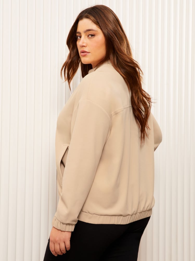 Friends Like These Camel Brown Curve Zip-Up Bomber Jacket - Image 5 of 5 Friends Like These Camel Brown Curve Zip-Up Bomber Jacket - Image 5 of 5