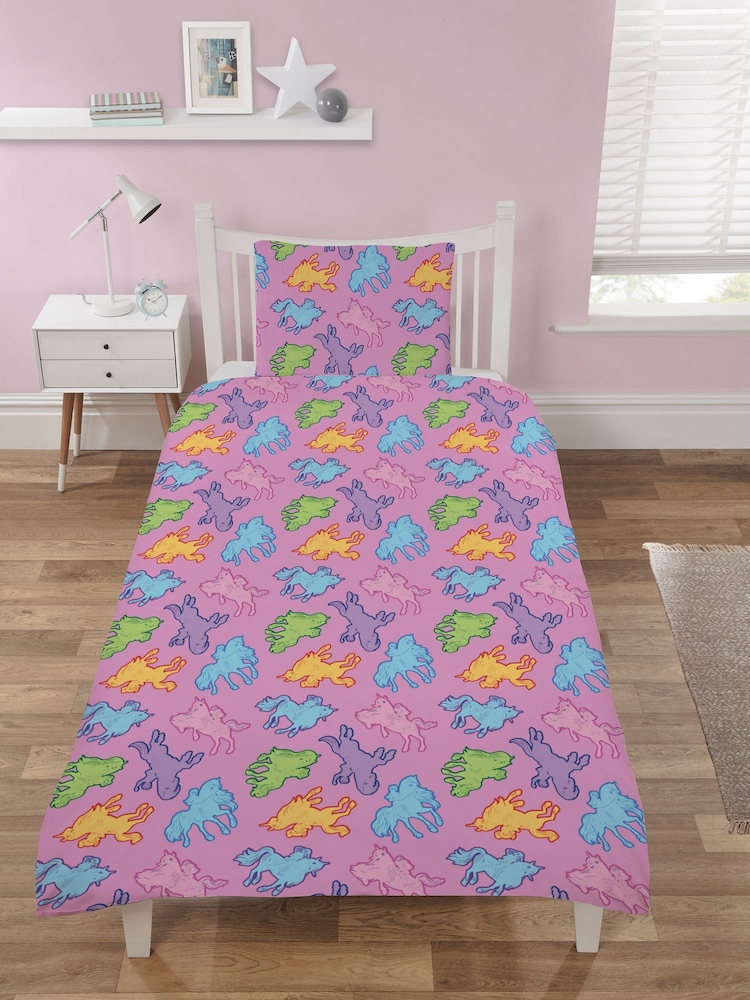 Unicorn Academy Multi Reversible Single Duvet Cover and Pillowcase Set - Image 2 of 3