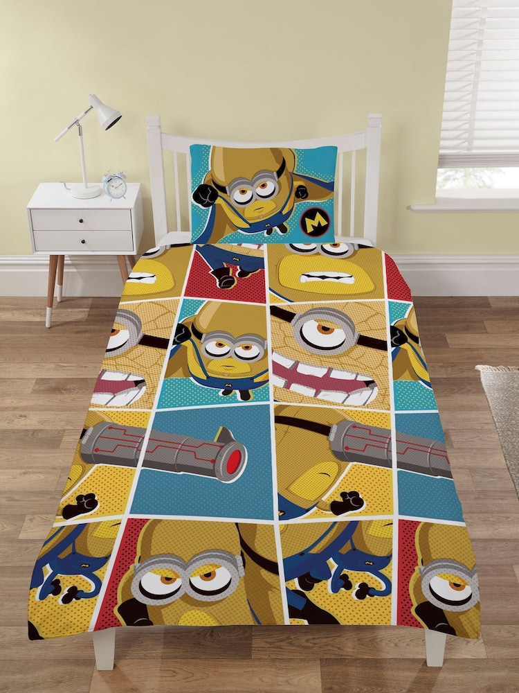 Minions Multi Reversible Single Duvet Cover and Pillowcase Set - Image 1 of 3