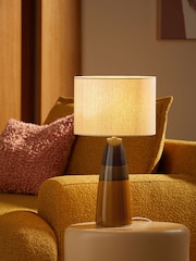 MADE.COM Brown Glaze Vince Ceramic Table Lamp - Image 1 of 6