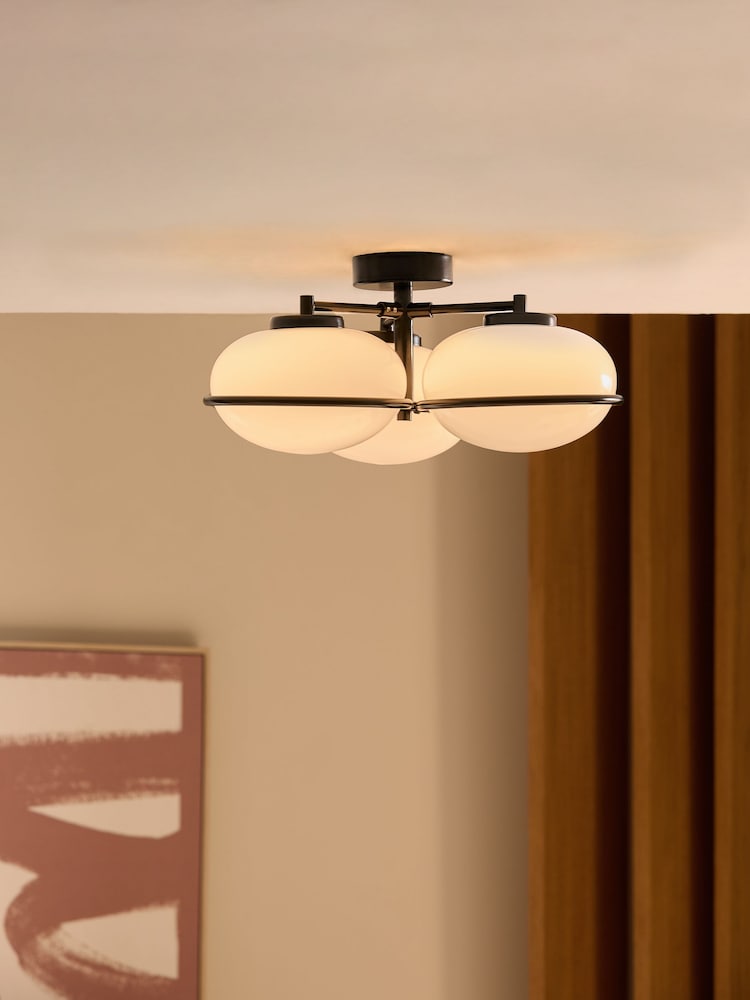 MADE.COM Black 3 Light Flush Piper Light - Image 1 of 6