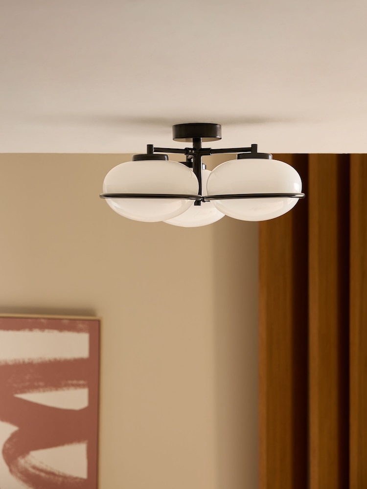 MADE.COM Black 3 Light Flush Piper Light - Image 2 of 6