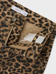 Name It Brown Leopard Print 100% Cotton Straight Leg Jeans - Image 4 of 5