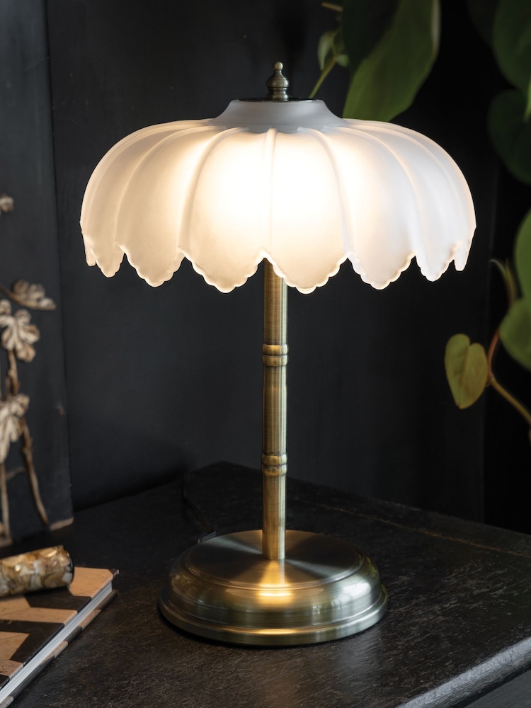 Rockett St George Brass/White Palm Desert Island Table Lamp - Image 1 of 4