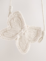Cream Cross-Body Novelty Butterfly 100% Cotton Bag - Image 4 of 5