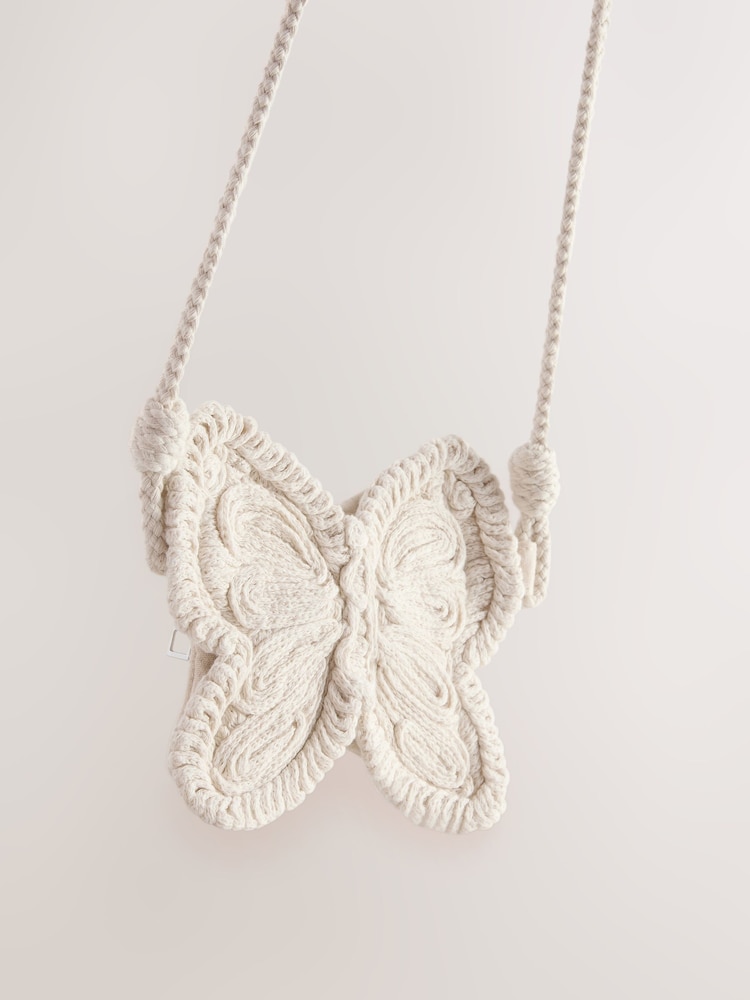Cream Cross-Body Novelty Butterfly 100% Cotton Bag - Image 5 of 5