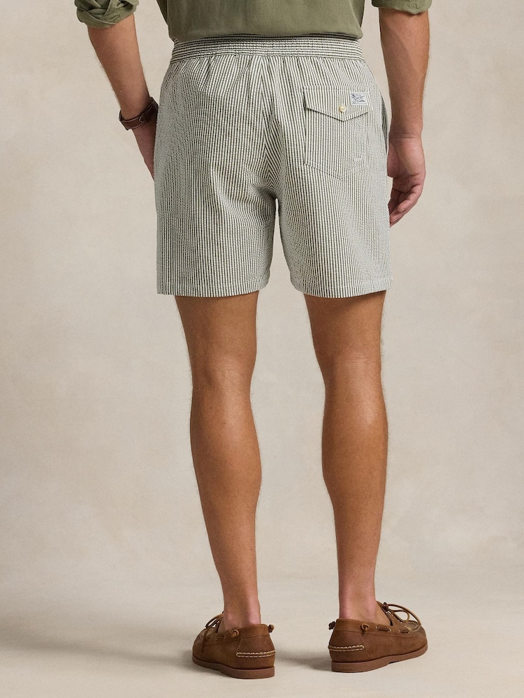 Polo Ralph Lauren Green Traveler Classic Seersucker Logo Swim Shorts - Image 2 of 5