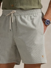 Polo Ralph Lauren Green Traveler Classic Seersucker Logo Swim Shorts - Image 4 of 5