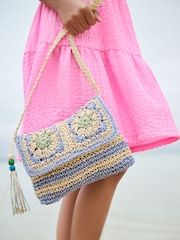 Blue Cross Body Crochet Bag - Image 1 of 7