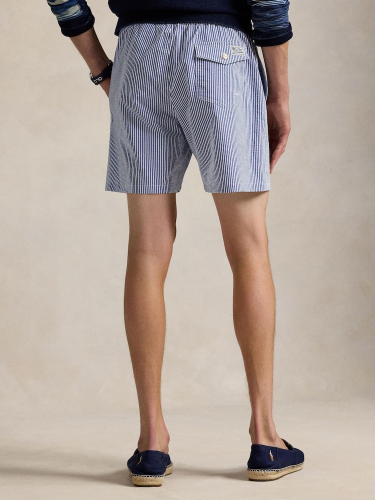 Polo Ralph Lauren Blue Traveler Classic Seersucker Logo Swim Shorts - Image 2 of 5