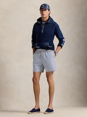 Polo Ralph Lauren Blue Traveler Classic Seersucker Logo Swim Shorts - Image 3 of 5