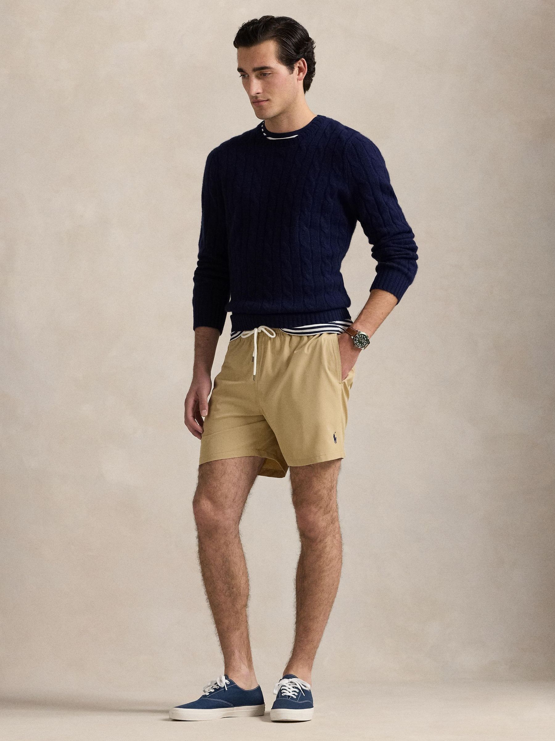 Buy Polo Ralph Lauren Cream Traveller 5.7inch Swim Shorts from