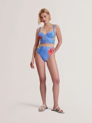 Blue Lorriee-Printed High Waisted Bikini Bottoms - Image 3 of 6