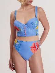 Blue Lorriee-Printed High Waisted Bikini Bottoms - Image 4 of 6