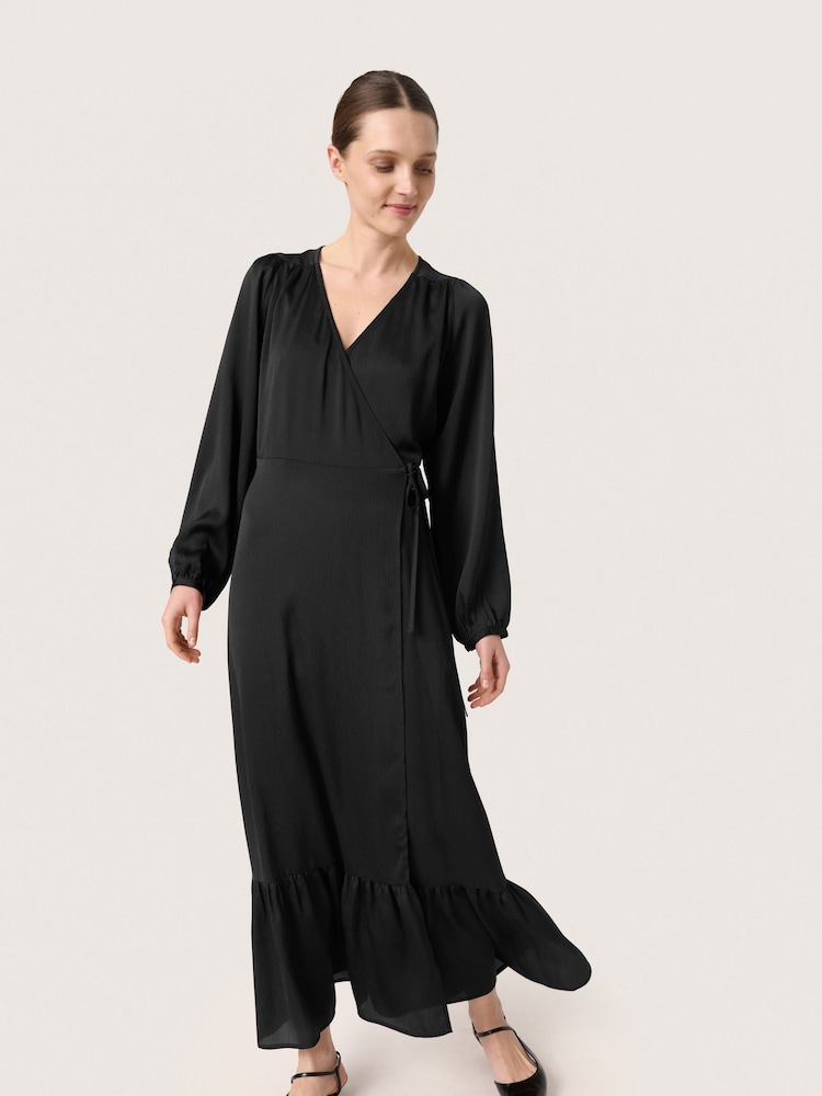 Soaked in Luxury Slioana Maxi Length V-Neck Wrap Black Dress - Image 1 of 5 Soaked in Luxury Slioana Maxi Length V-Neck Wrap Black Dress - Image 1 of 5