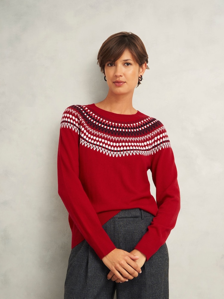 Hobbs Red Greta Fairisle Pattern Jumper - Image 1 of 4