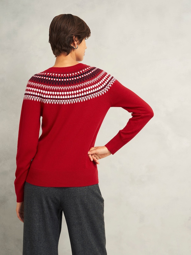 Hobbs Red Greta Fairisle Pattern Jumper - Image 2 of 4