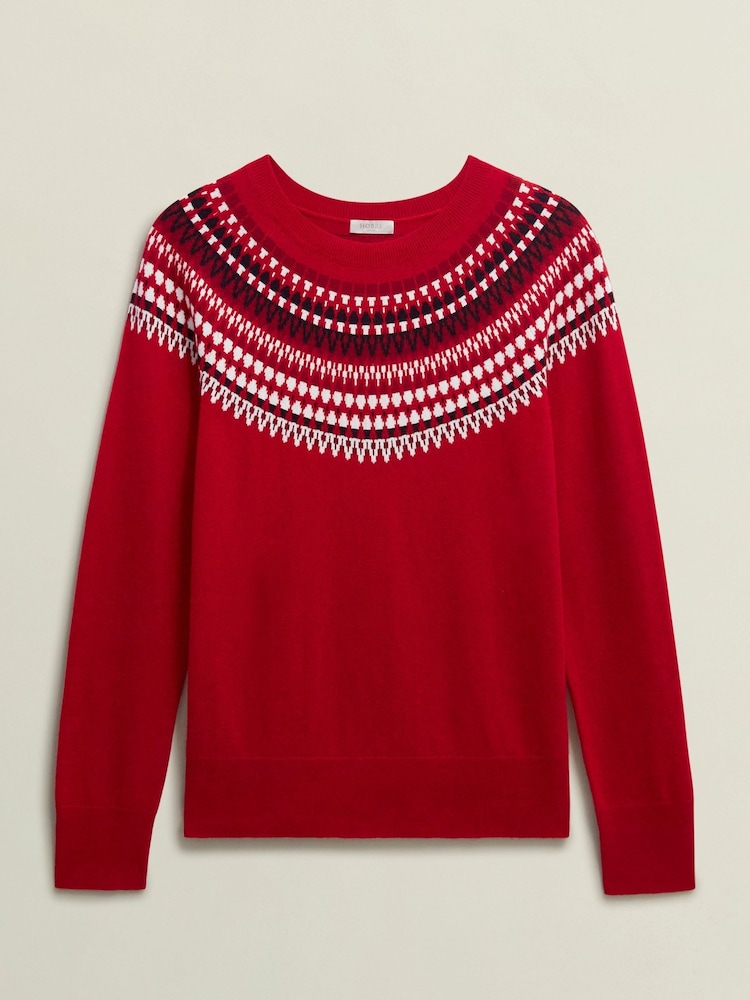 Hobbs Red Greta Fairisle Pattern Jumper - Image 4 of 4