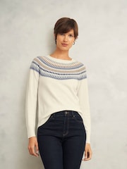 Hobbs White Greta Fairisle Pattern Jumper - Image 1 of 4