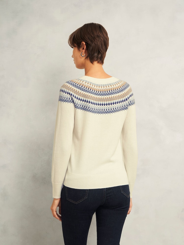 Hobbs White Greta Fairisle Pattern Jumper - Image 2 of 4