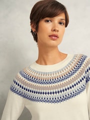 Hobbs White Greta Fairisle Pattern Jumper - Image 3 of 4